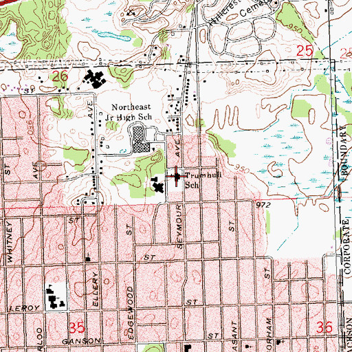 Topographic Map of Trumbull School, MI