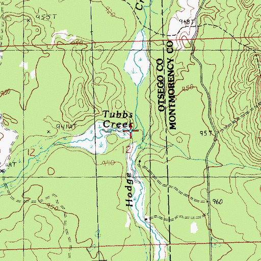 Topographic Map of Tubbs Creek, MI