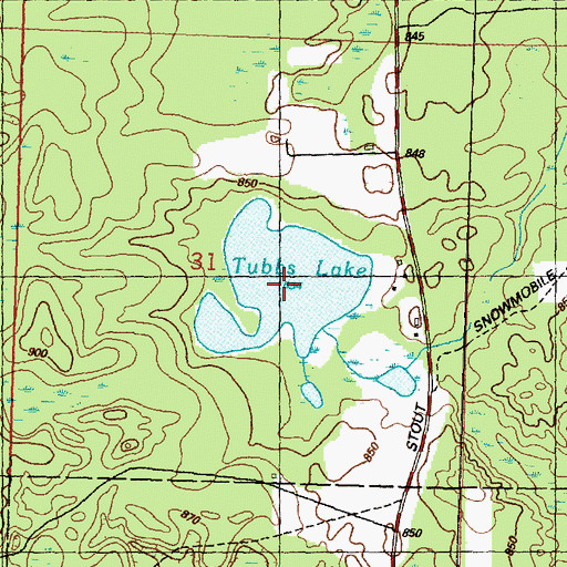 Topographic Map of Tubbs Lake, MI