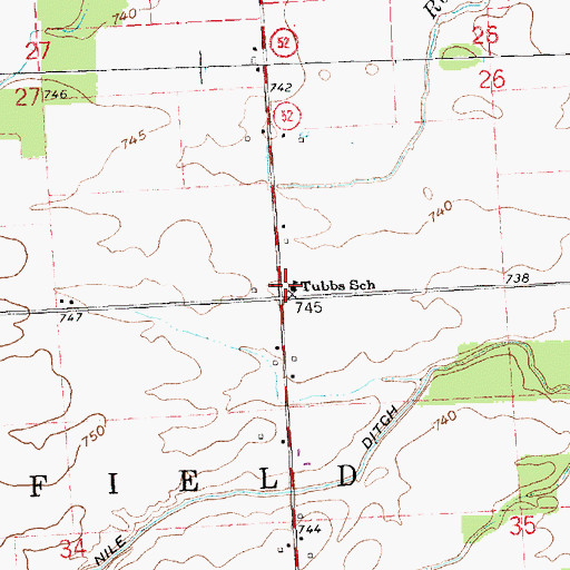 Topographic Map of Tubbs School, MI