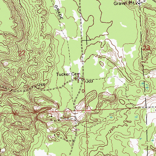 Topographic Map of Tucker Cemetery, MI