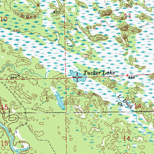Topographic Map of Tucker Lake, MI