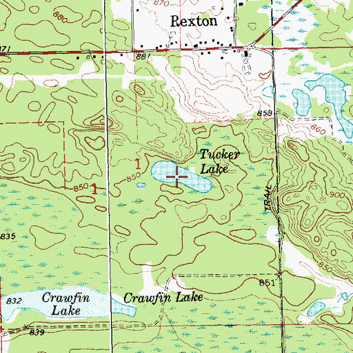 Topographic Map of Tucker Lake, MI