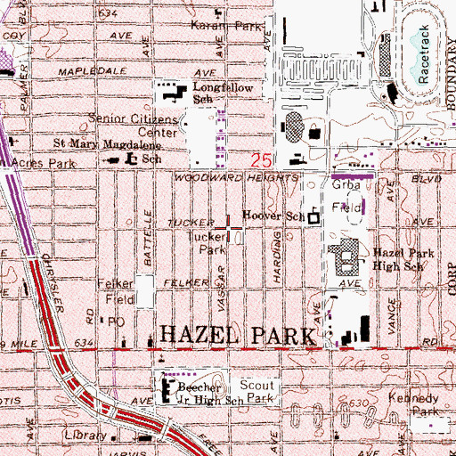 Topographic Map of Tucker Park, MI