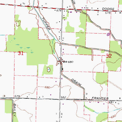 Topographic Map of Tupper Drain, MI