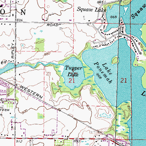 Topographic Map of Tupper Lake, MI