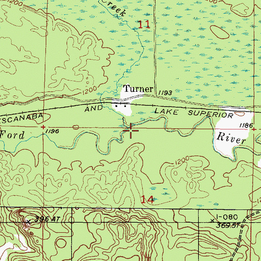 Topographic Map of Turner Creek, MI