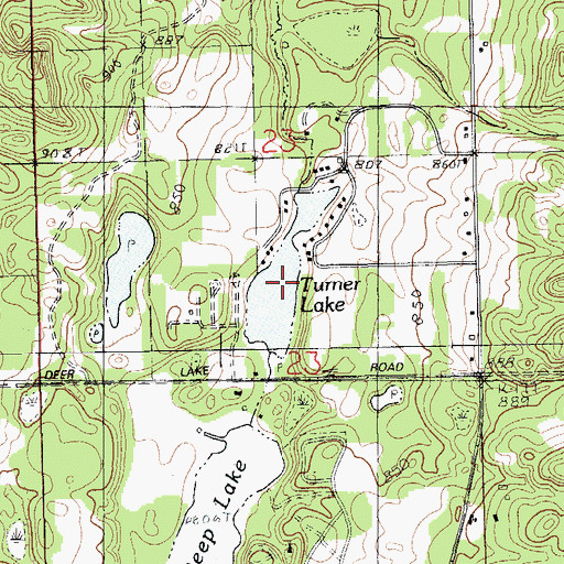 Topographic Map of Turner Lake, MI