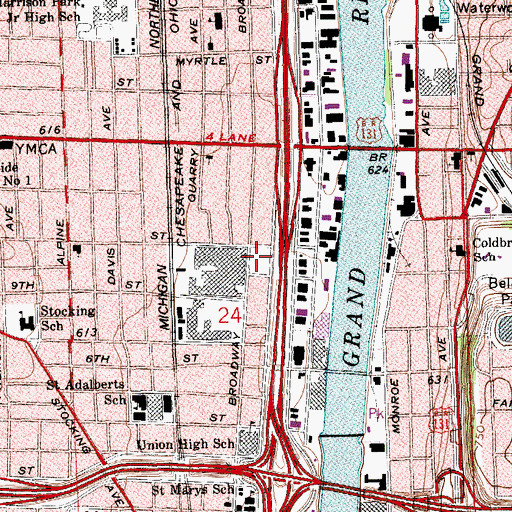 Topographic Map of Turner School, MI