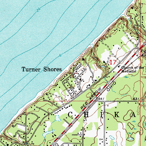 Topographic Map of Turner Shores, MI