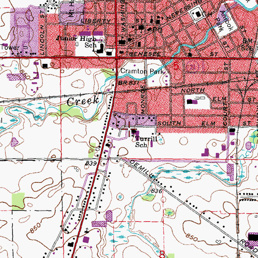 Topographic Map of Turrill School, MI