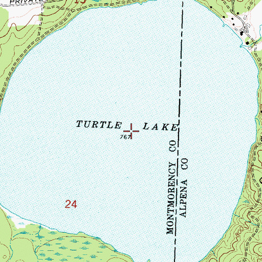 Topographic Map of Turtle Lake, MI