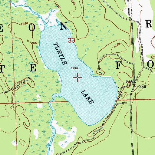 Topographic Map of Turtle Lake, MI