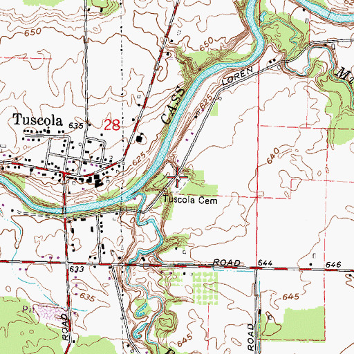 Topographic Map of Tuscola Cemetery, MI