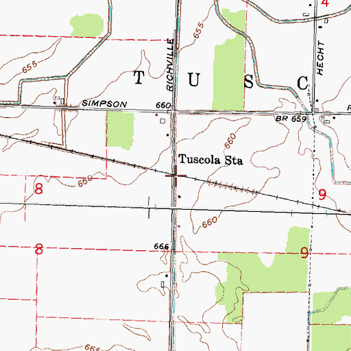 Topographic Map of Tuscola Station, MI