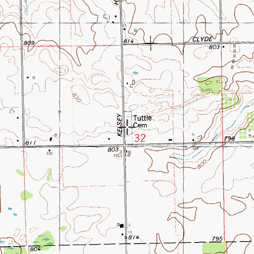 Topographic Map of Tuttle Cemetery, MI