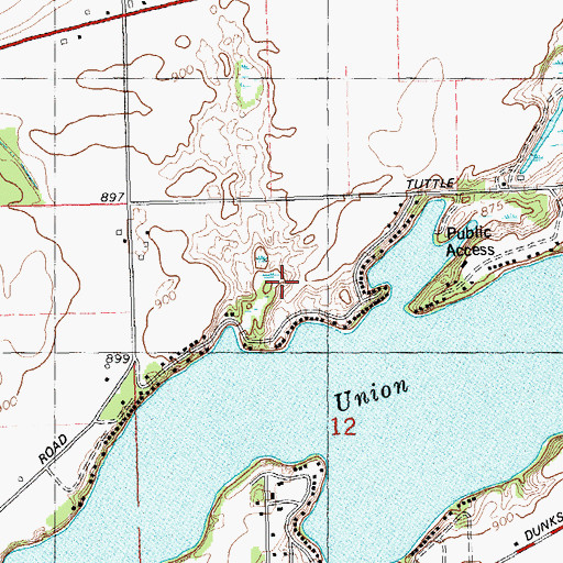 Topographic Map of Tuttle Lake, MI