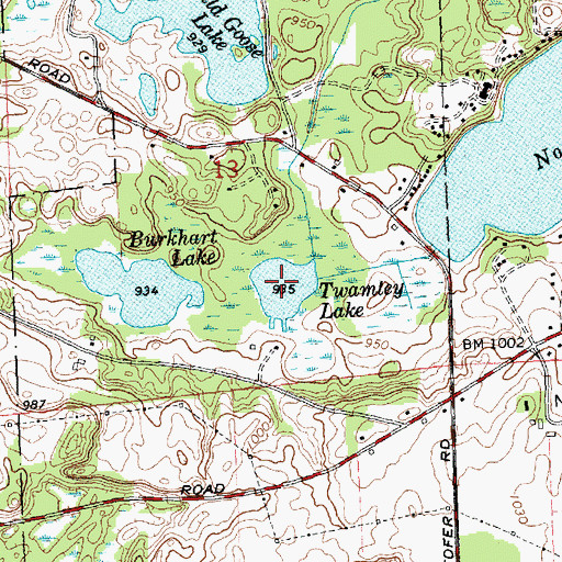 Topographic Map of Twamley Lake, MI