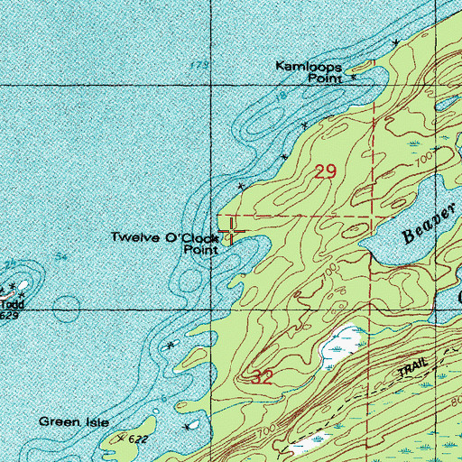 Topographic Map of Twelve O'Clock Point, MI