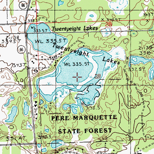 Topographic Map of Twentyeight Lakes, MI