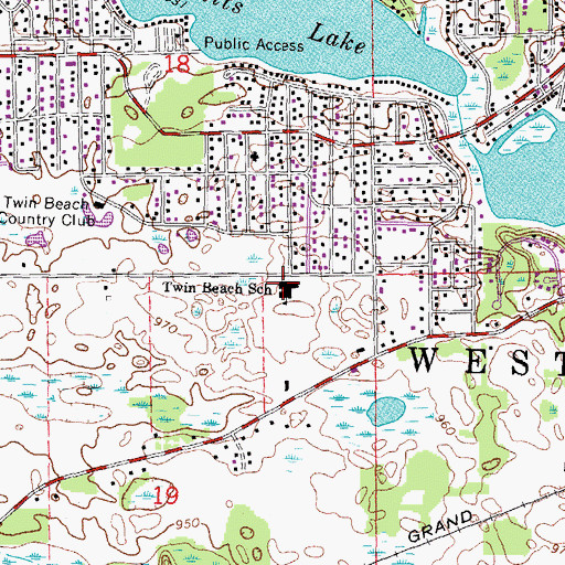 Topographic Map of Twin Beach School, MI