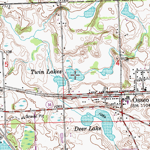 Topographic Map of Twin Lake, MI