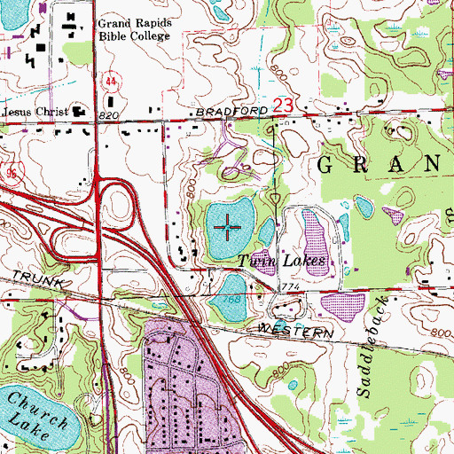 Topographic Map of Twin Lake, MI