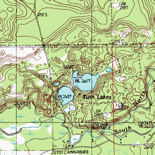 Topographic Map of Twin Lake, MI