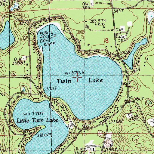 Topographic Map of Twin Lake, MI
