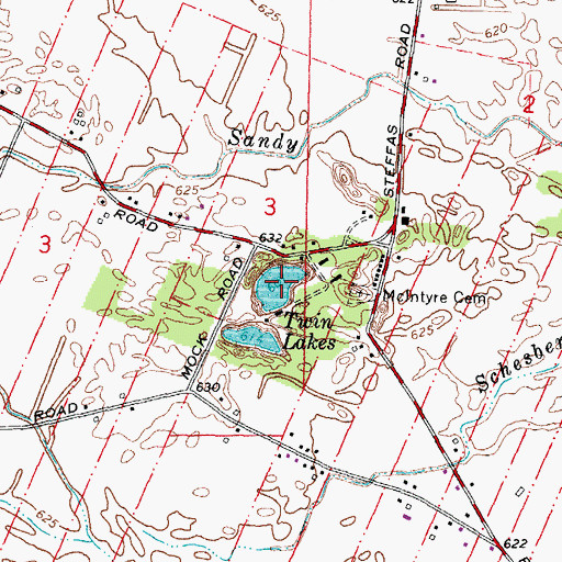 Topographic Map of Twin Lakes, MI