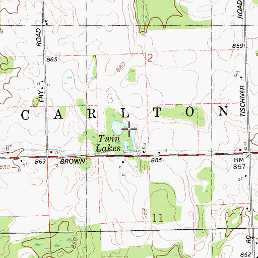 Topographic Map of Twin Lakes, MI