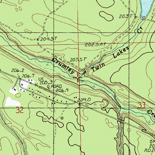 Topographic Map of Twin Lakes Creek, MI