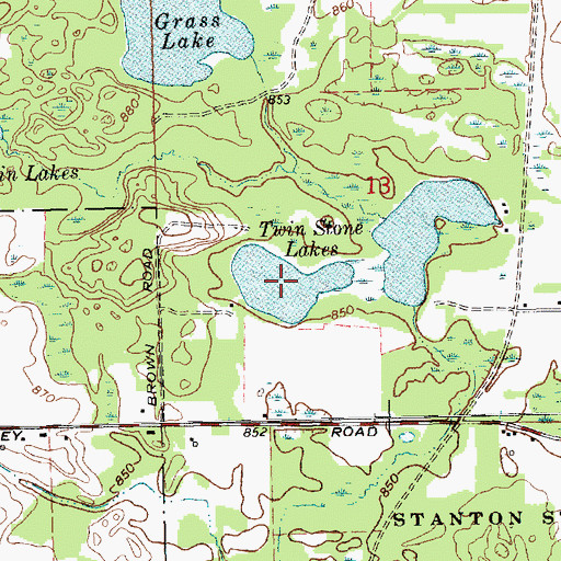 Topographic Map of Twin Stone Lakes, MI