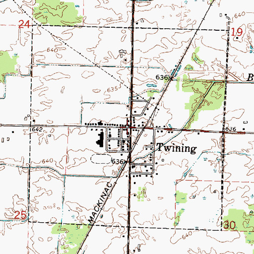Topographic Map of Twining, MI