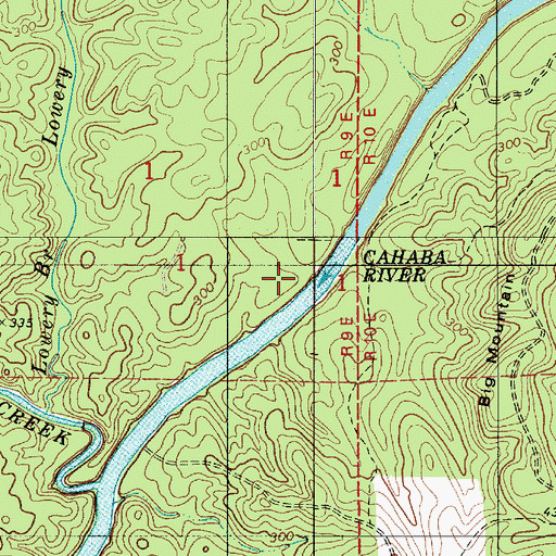 Topographic Map of Bibb County, AL