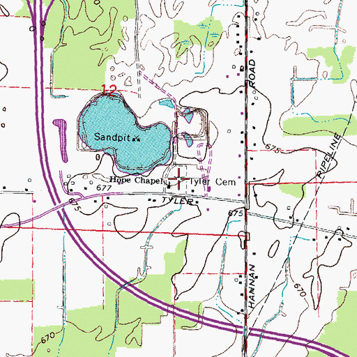 Topographic Map of Tyler Cemetery, MI