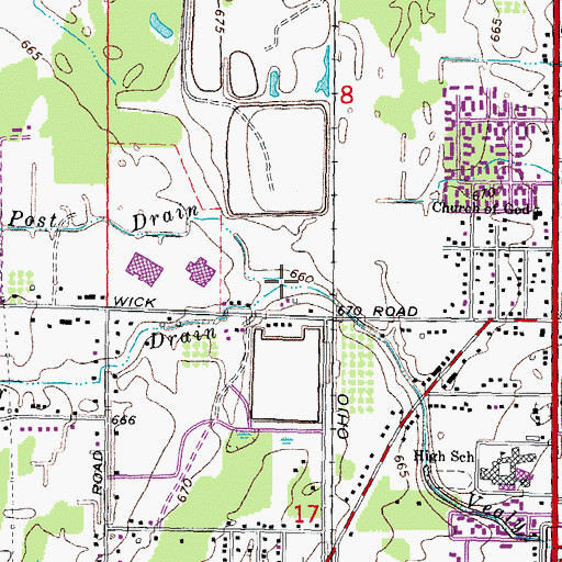 Topographic Map of Tyler Drain, MI