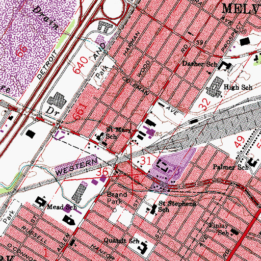 Topographic Map of Tyre Drain, MI
