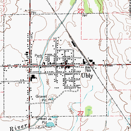 Topographic Map of Ubly, MI