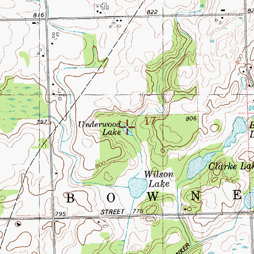 Topographic Map of Underwood Lake, MI