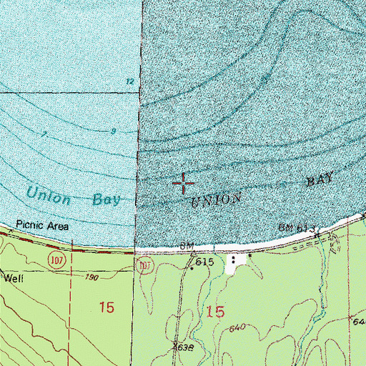 Topographic Map of Union Bay, MI
