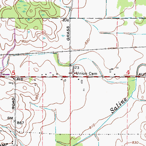 Topographic Map of Union Cemetery, MI