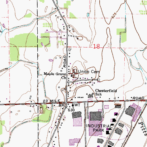 Topographic Map of Union Cemetery, MI