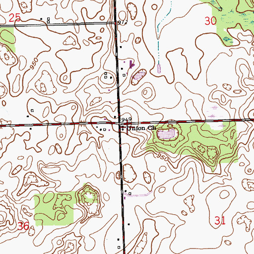 Topographic Map of Union Church, MI