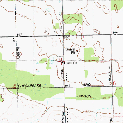 Topographic Map of Union Church, MI