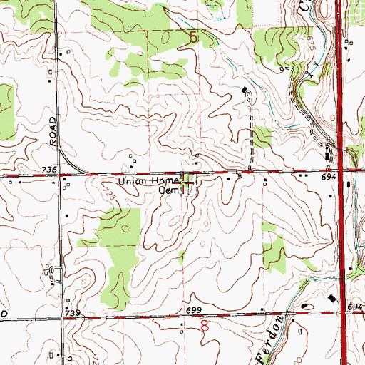 Topographic Map of Union Home Cemetery, MI