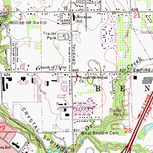 Topographic Map of Union Memorial Church, MI