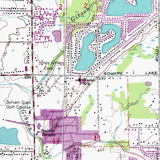 Topographic Map of Union School, MI