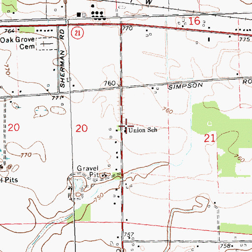 Topographic Map of Union School, MI