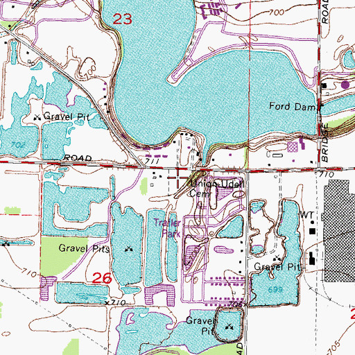 Topographic Map of Union - Udell Cemetery, MI
